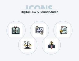 Digital Law And Sound Studio Line Filled Icon Pack 5 Icon Design. digital. copy right. domain. photo. dividend vector