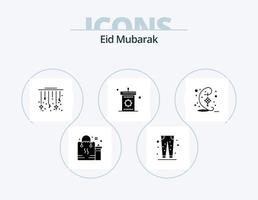 eid mubarak glyph icon pack 5 diseño de iconos. discurso. podio. Eid. decoración. estrella vector