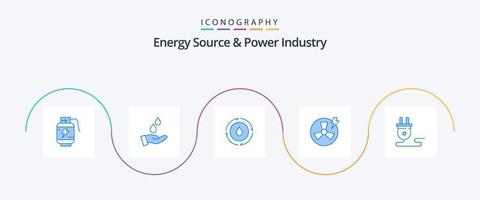 Energy Source And Power Industry Blue 5 Icon Pack Including energy. factory. energy. energy. fan vector