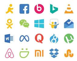 20 Social Media Icon Pack Including question facebook wechat meta inbox vector