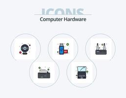 paquete de iconos lleno de línea de hardware de computadora 5 diseño de iconos. . cámara web. cerrar. hardware. disco duro vector