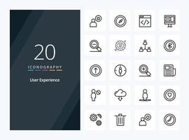 20 User Experience Outline icon for presentation vector