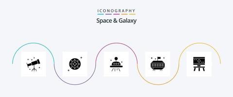 Space And Galaxy Glyph 5 Icon Pack Including . space. universe. science. atom vector