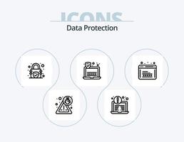 Data Protection Line Icon Pack 5 Icon Design. laptop. shield. coding. security. web security vector