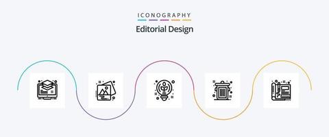 Editorial Design Line 5 Icon Pack Including design. trash. art. editorial. bulb vector