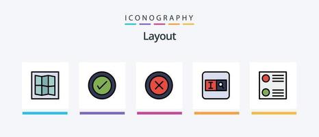 Layout Line Filled 5 Icon Pack Including . layout. list. interface. frame. Creative Icons Design vector