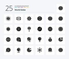 Globe 25 Solid Glyph icon pack including earth. globe. internet. global. gear vector