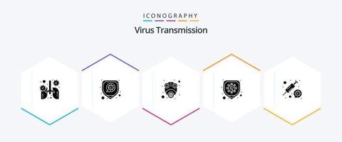 paquete de iconos de 25 glifos de transmisión de virus que incluye medicamentos. virus. epidemia. proteccion. enfermedad vector
