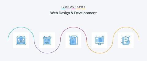 paquete de iconos azul 5 de diseño y desarrollo web que incluye reloj. html programación. codificación. estilo vector