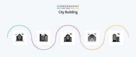 paquete de iconos de glifo 5 de construcción de la ciudad que incluye. corporación. oficina vector