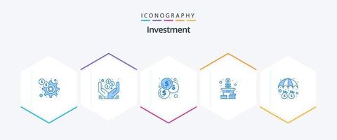 inversión 25 paquete de iconos azules que incluye paraguas. depósito. presupuesto. monedas dinero vector