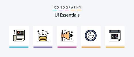 Ui Essentials Line Filled 5 Icon Pack Including design. color. search. interface. download. Creative Icons Design vector