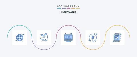 paquete de iconos de hardware azul 5 que incluye . reloj inteligente. pantalla. jugar. enchufar vector