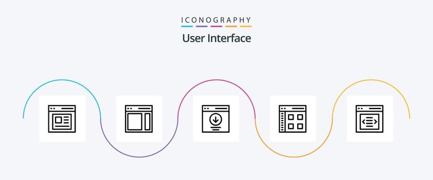 paquete de iconos de la línea 5 de la interfaz de usuario que incluye la interfaz. aplicación barra lateral usuario. interfaz vector