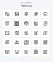 Creative Web Hosting 25 OutLine icon pack  Such As management. database. hosting. network. connection vector