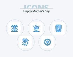 feliz día de la madre icono azul paquete 5 diseño de iconos. . mamá. mamá. amar. desierto vector