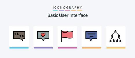 Basic Line Filled 5 Icon Pack Including . message. . Creative Icons Design vector