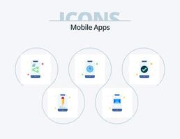 Mobile Apps Flat Icon Pack 5 Icon Design. check. interface. email. interaction. alarm vector