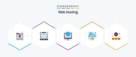 Web Hosting 25 Flat icon pack including database. hosting server. globe. hosting. web vector