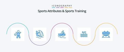 Sports Atributes And Sports Training Blue 5 Icon Pack Including swimming. sport. wind. activity. training vector