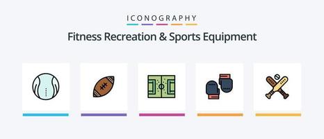 La línea de equipos deportivos y recreativos de fitness llenó un paquete de 5 íconos que incluye hielo. deporte. bolsa. tenis. pelota. diseño de iconos creativos vector