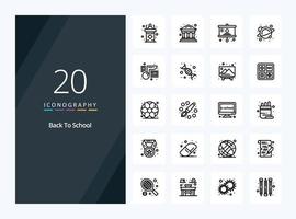 20 Back To School Outline icon for presentation vector