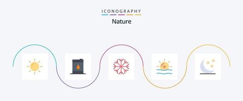 paquete de iconos de naturaleza plana 5 que incluye. estrellas. clima. naturaleza. clima vector