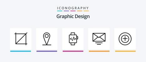 paquete de iconos de la línea de diseño 5 que incluye . vertical. punto. ancla. diseño de iconos creativos vector