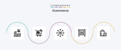 paquete de iconos de la línea 5 de comercio electrónico que incluye tienda. comercio electrónico tienda online bolsa. abierto vector