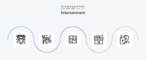 paquete de iconos de la línea de entretenimiento 5 que incluye el paquete. regalo. rostro. resolver. jugar vector