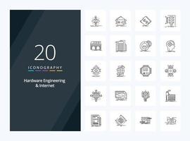 20 Hardware Engineering And Internet Outline icon for presentation vector