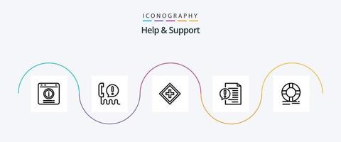 paquete de iconos de línea 5 de ayuda y soporte que incluye documento. comunicación. comunicación. apoyo. aumentar vector