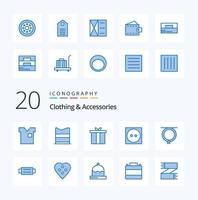 20 accesorios de ropa paquete de iconos de color azul como accesorios regalo de ropa web de lavandería vector
