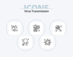 paquete de iconos de línea de transmisión de virus 5 diseño de iconos. coronavirus. infección de la nariz enfermedad. infección nasal frío vector