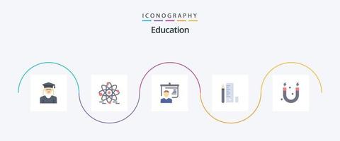 paquete de iconos de educación plana 5 que incluye ciencia. educación. educación. escala. bolígrafo vector