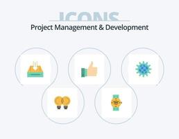 Project Management And Development Flat Icon Pack 5 Icon Design. remarks. android. project. document vector