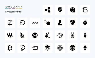 25 Cryptocurrency Solid Glyph icon pack vector