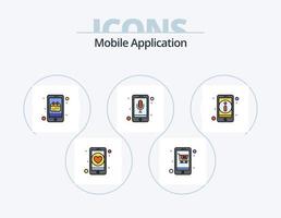 Mobile Application Line Filled Icon Pack 5 Icon Design. entertainment. login. app. user. app vector