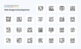 25 Web Design And Development Line icon pack vector