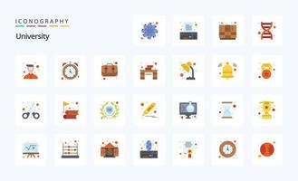paquete de iconos de color plano de 25 universidades vector