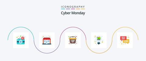 Cyber Monday Flat 5 Icon Pack Including ecommerce. offer. sale. solution. retail vector