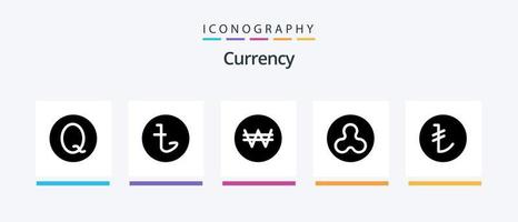 paquete de iconos de glifo de moneda 5 que incluye. cadena de bloques taka ondulación dinero. diseño de iconos creativos vector