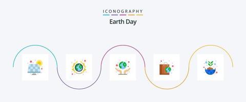 Earth Day Flat 5 Icon Pack Including recycled bag. ecology. geology. bag. ecology vector