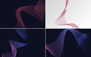 Set of 4 geometric wave pattern vector backgrounds for your designs