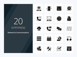 20 Network And Communications Solid Glyph icon for presentation vector