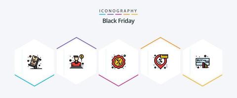 Black Friday 25 FilledLine icon pack including click. shopping. salesman. sale. discount vector