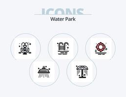 Water Park Line Filled Icon Pack 5 Icon Design. park. locker. map. garden. shower vector
