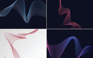 Set of 4 waving line vector backgrounds for a unique design