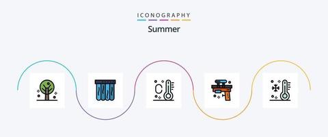 paquete de iconos de 5 planos llenos de línea de verano que incluye vacaciones. verano. divertido. bajo. agua vector