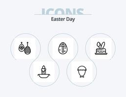 paquete de iconos de línea de Pascua 5 diseño de iconos. huevo. saludable. día festivo. fruta. día festivo vector